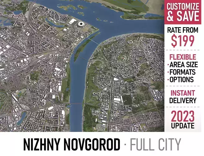 Nizhny Novgorod - 3D City Model Low-poly 3D model