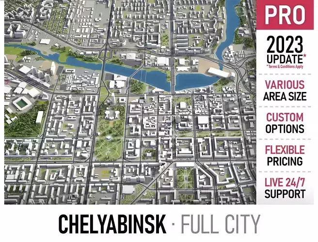 Chelyabinsk Low-poly 3D model