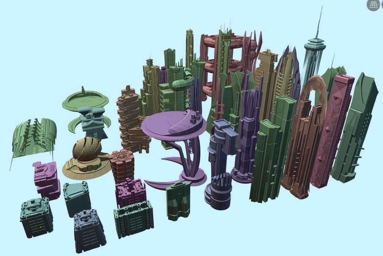 35 Futuristic Buildings VOL 2 Low-poly 3D model_11