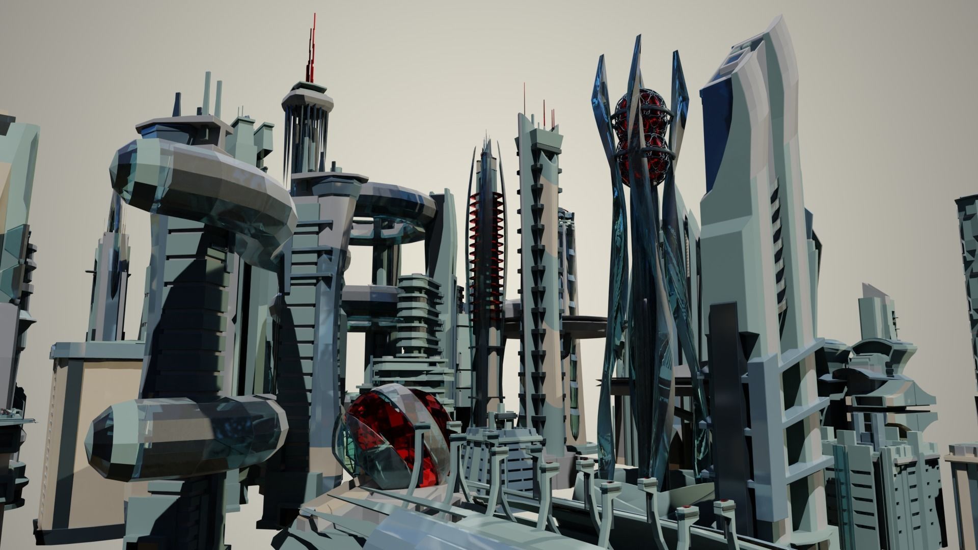 35 Futuristic Buildings VOL 2 Low-poly 3D model_18