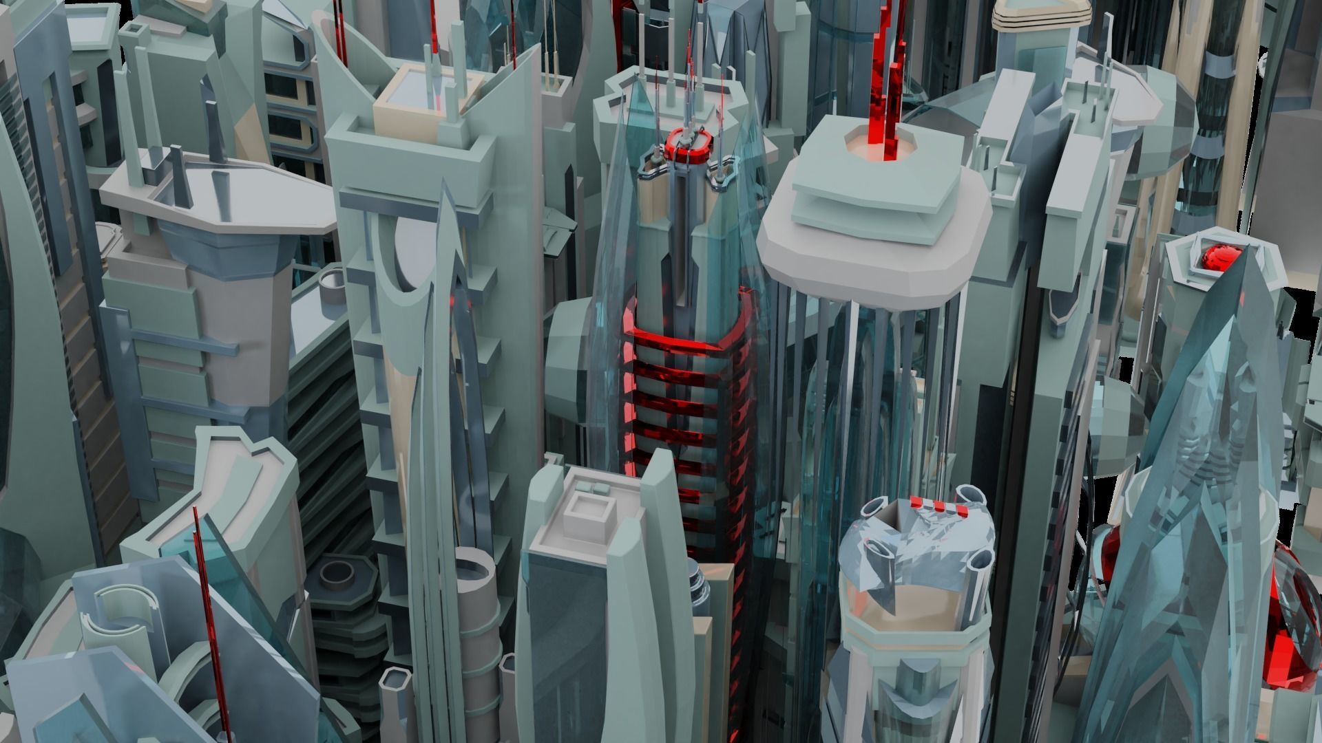 35 Futuristic Buildings VOL 2 Low-poly 3D model_2