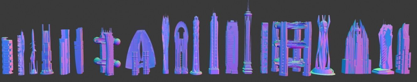 35 Futuristic Buildings VOL 2 Low-poly 3D model_21