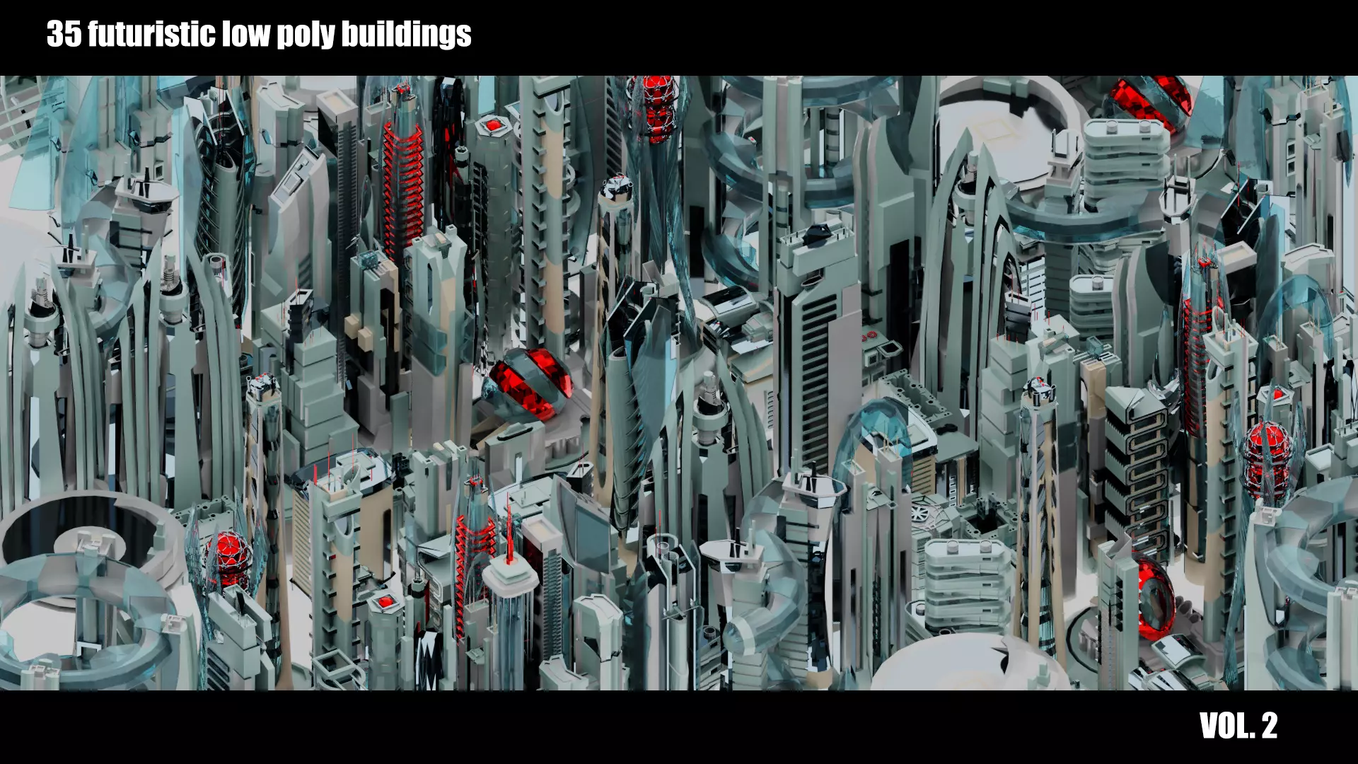 35 Futuristic Buildings VOL 2 Low-poly 3D model_0