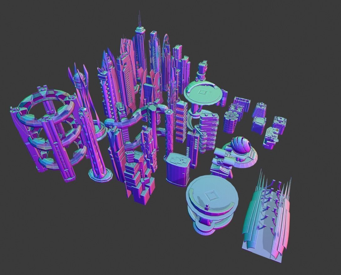 35 Futuristic Buildings VOL 2 Low-poly 3D model_25