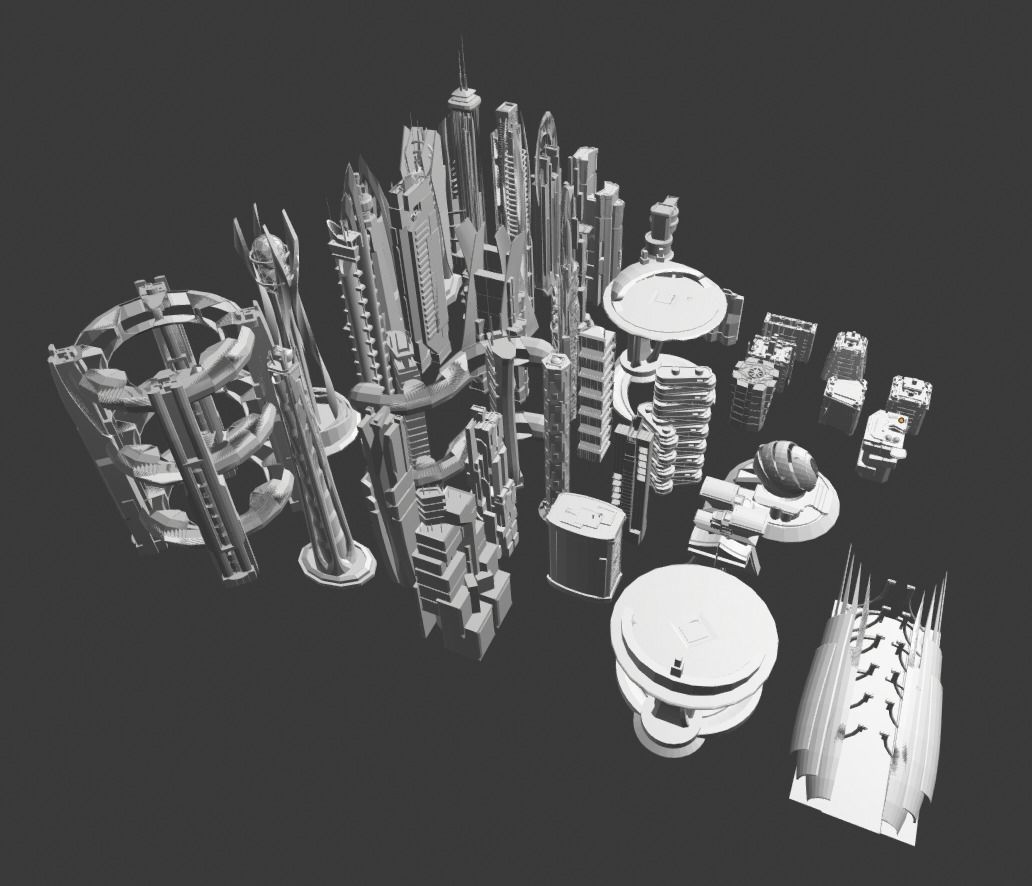 35 Futuristic Buildings VOL 2 Low-poly 3D model_22