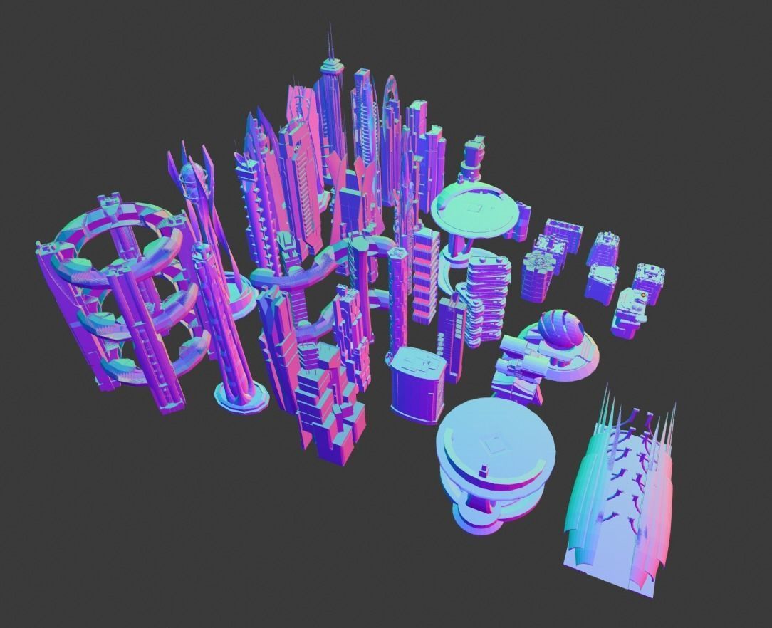 35 Futuristic Buildings VOL 2 Low-poly 3D model_23