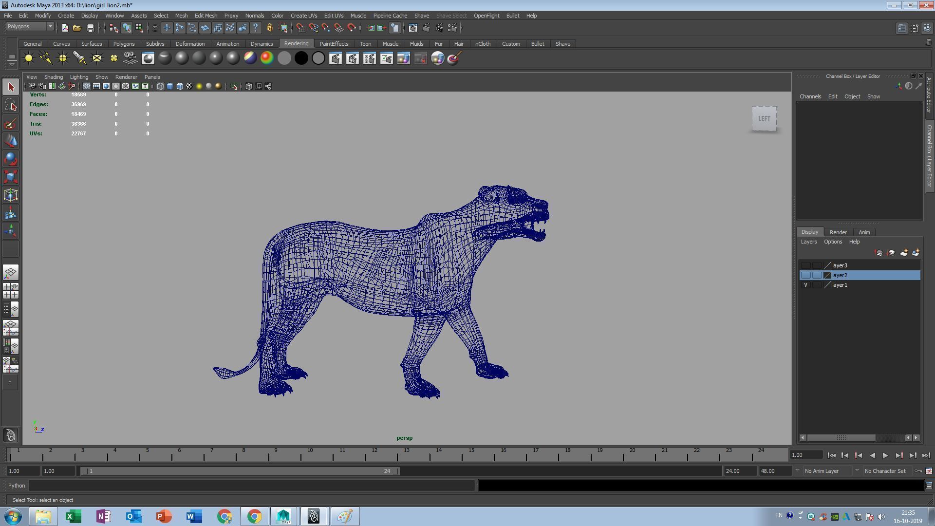 female lion 3d model 3D model_11