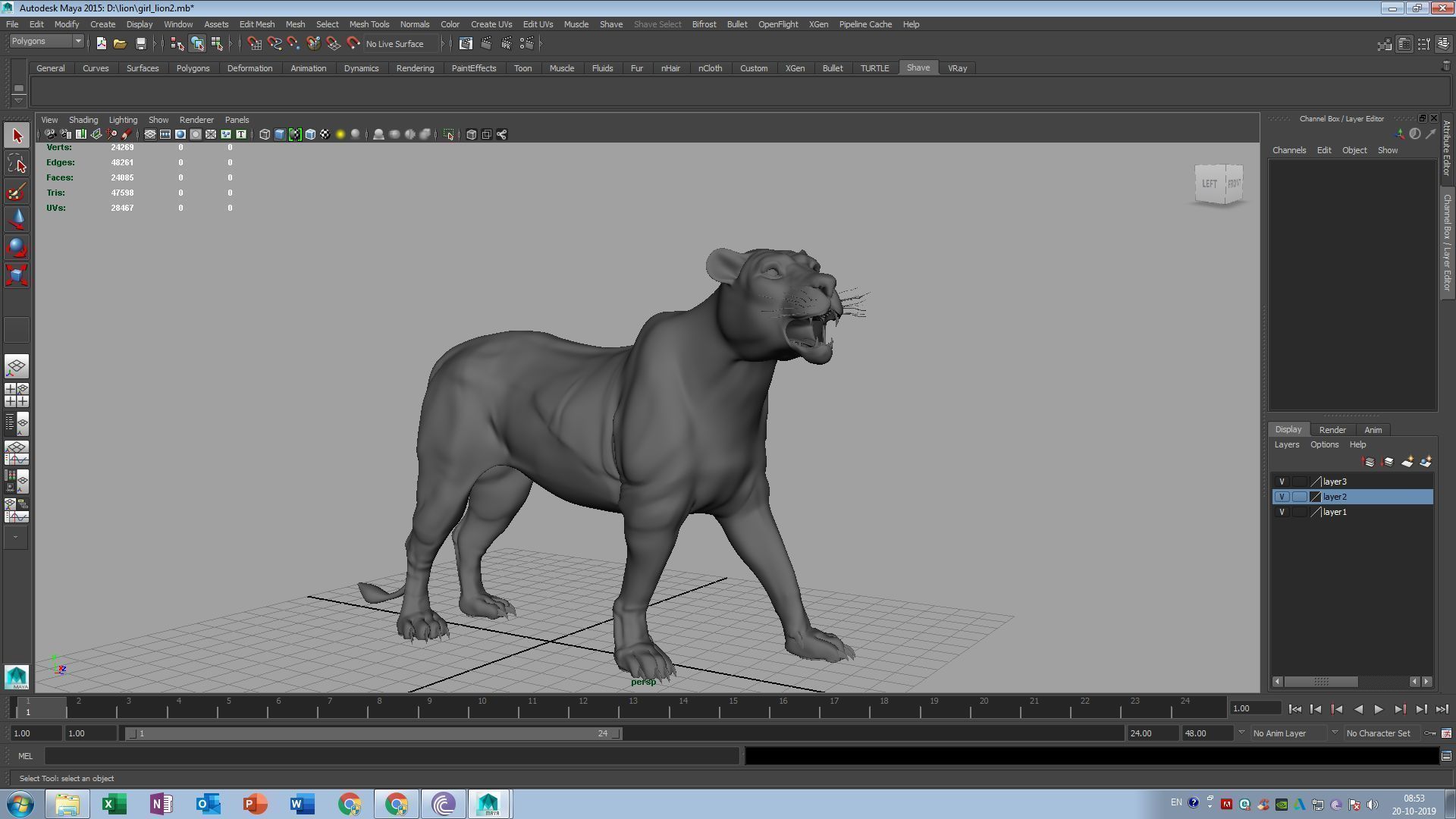 female lion 3d model 3D model_7