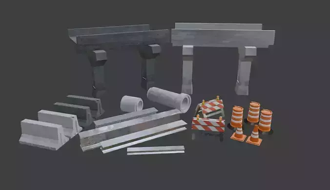Street Asset Pack Low-poly 3D model