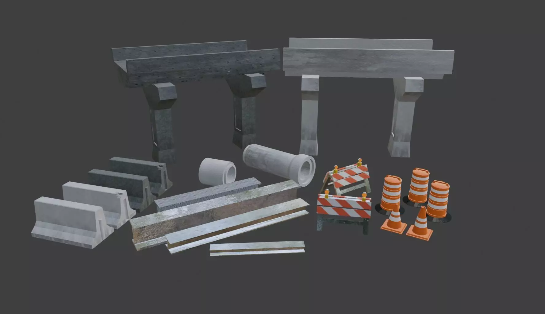 Street Asset Pack Low-poly 3D model_0