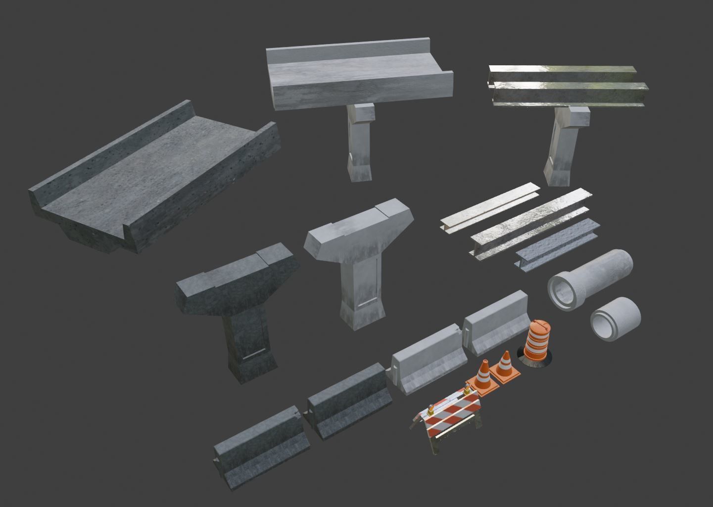 Street Asset Pack Low-poly 3D model_7