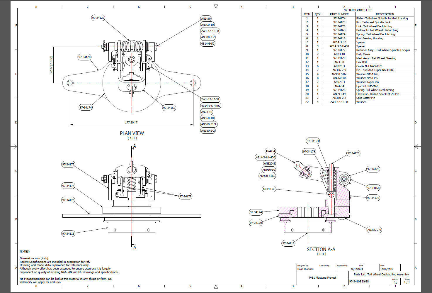 P-51D Mustang Tail Wheel De-clutching Assembly 3D print model_3