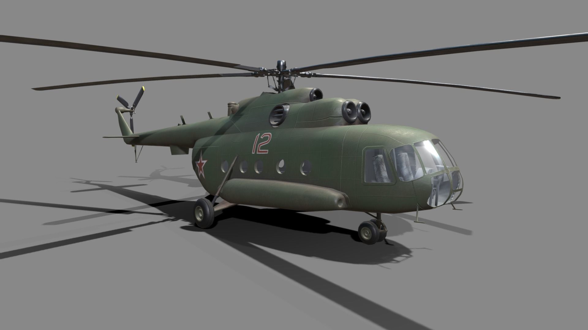 Mil mi 8 low poly animated Low-poly 3D model_9