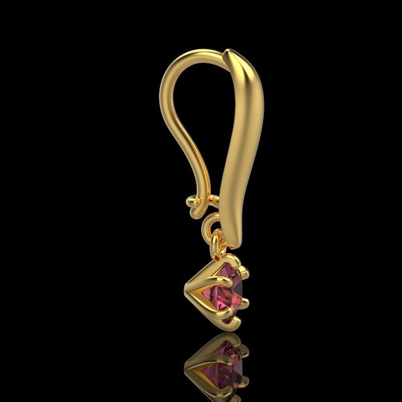 Women earrings with gem 3dm stl vintage 3D print model_11