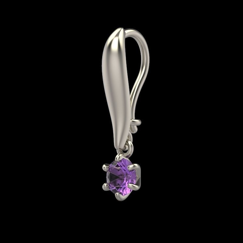 Women earrings with gem 3dm stl vintage 3D print model_4