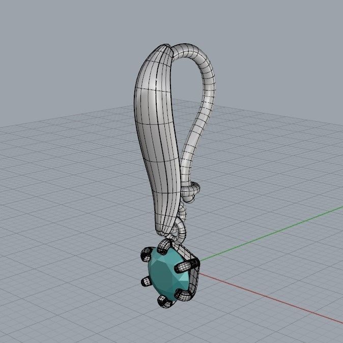 Women earrings with gem 3dm stl vintage 3D print model_33