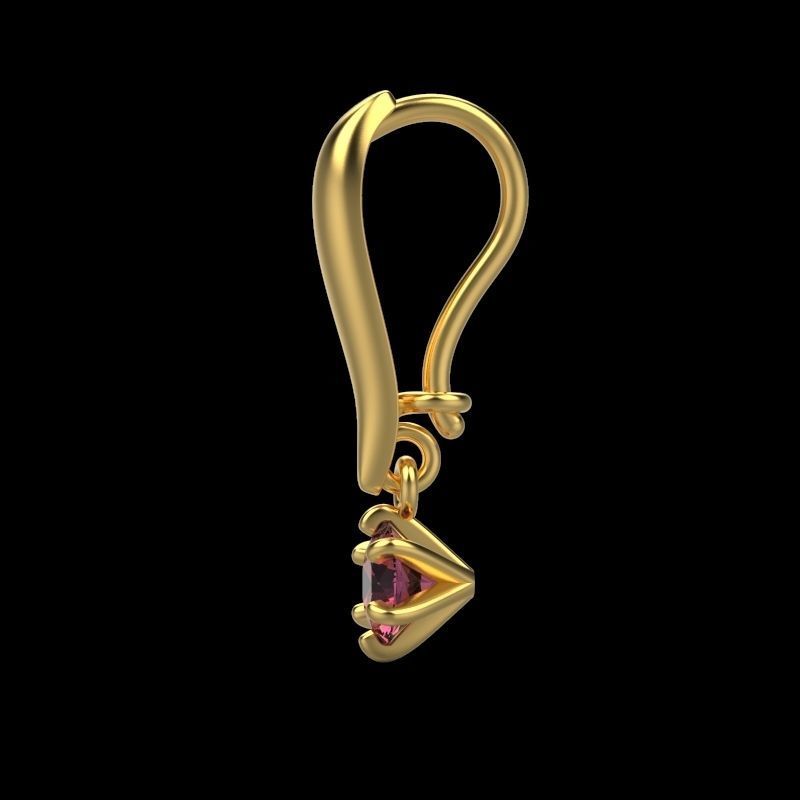 Women earrings with gem 3dm stl vintage 3D print model_10