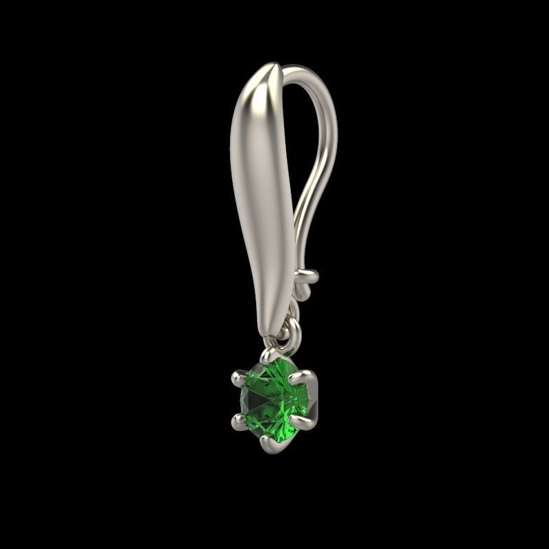 Women earrings with gem 3dm stl vintage 3D print model_5