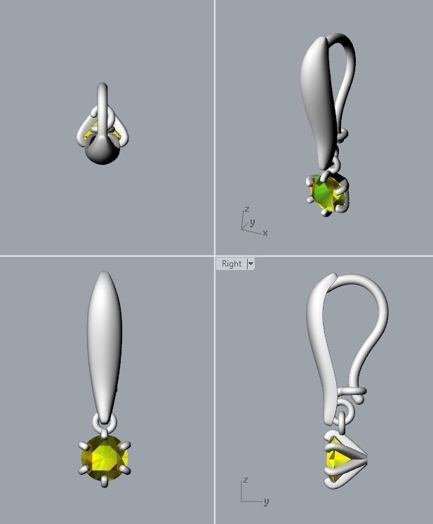 Women earrings with gem 3dm stl vintage 3D print model_30