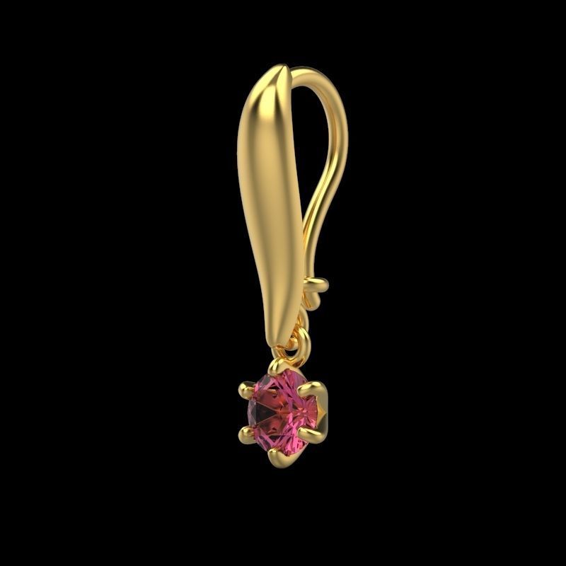 Women earrings with gem 3dm stl vintage 3D print model_9