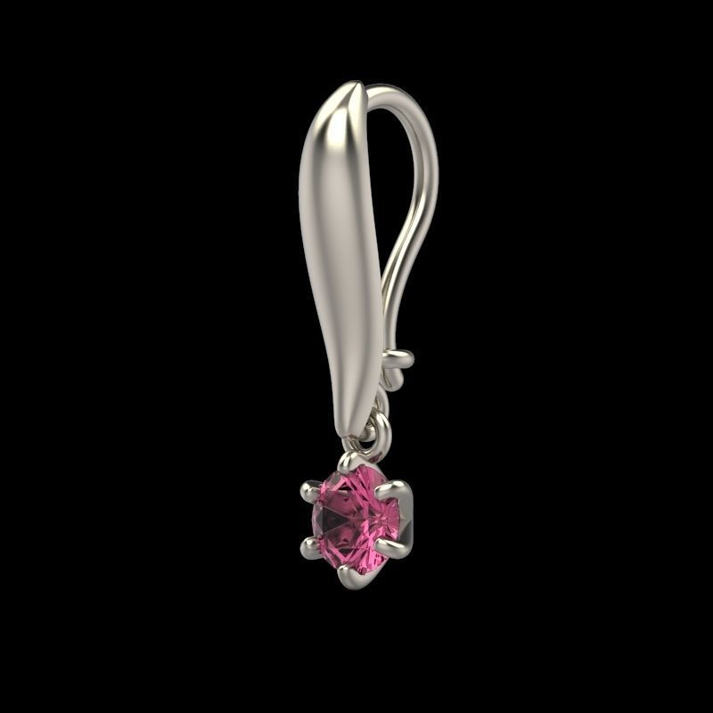 Women earrings with gem 3dm stl vintage 3D print model_8