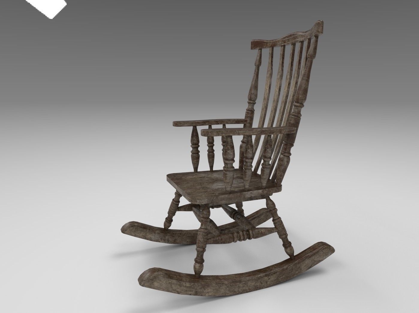 Wooden Rocking Chair Low-poly 3D model_5