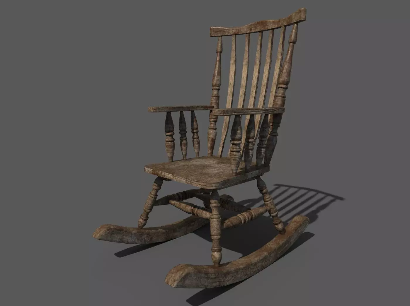 Wooden Rocking Chair Low-poly 3D model_0