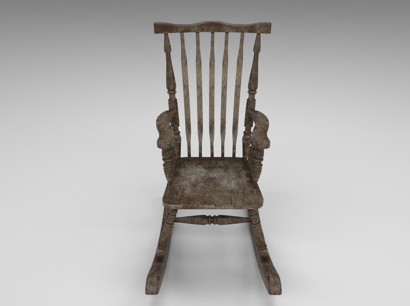 Wooden Rocking Chair Low-poly 3D model_4