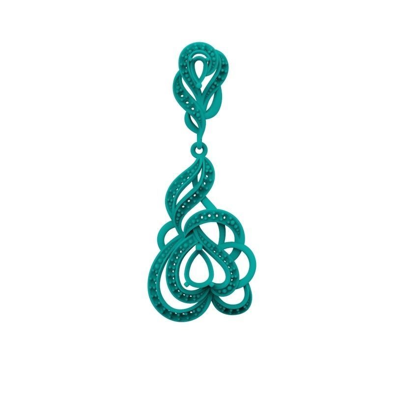 Women Earrings  with gems and diamonds 3dm stl 3D print model 3D print model_17