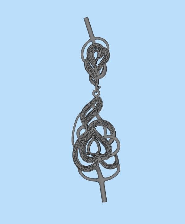 Women Earrings  with gems and diamonds 3dm stl 3D print model 3D print model_33