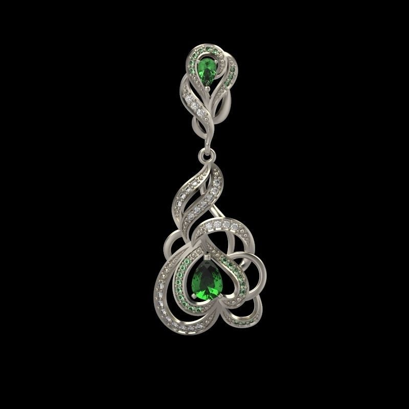 Women Earrings  with gems and diamonds 3dm stl 3D print model 3D print model_6