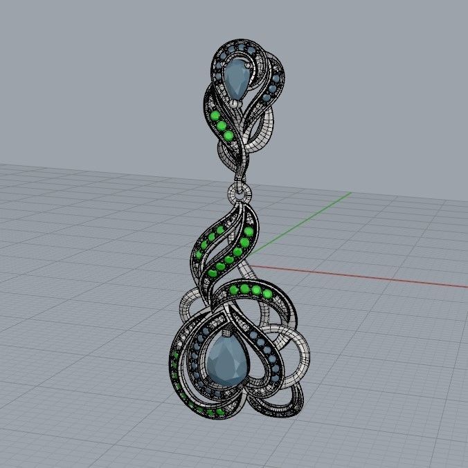 Women Earrings  with gems and diamonds 3dm stl 3D print model 3D print model_31