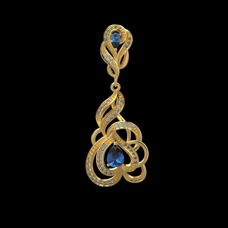 Women Earrings  with gems and diamonds 3dm stl 3D print model 3D print model_14