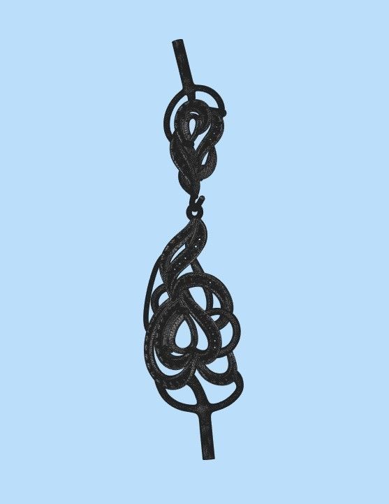 Women Earrings  with gems and diamonds 3dm stl 3D print model 3D print model_35