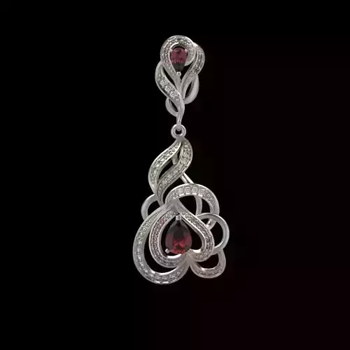 Women Earrings  with gems and diamonds 3dm stl 3D print model 3D print model