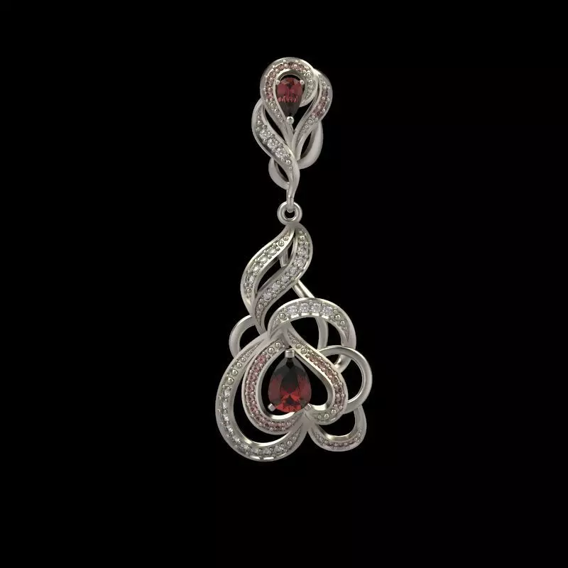 Women Earrings  with gems and diamonds 3dm stl 3D print model 3D print model_0