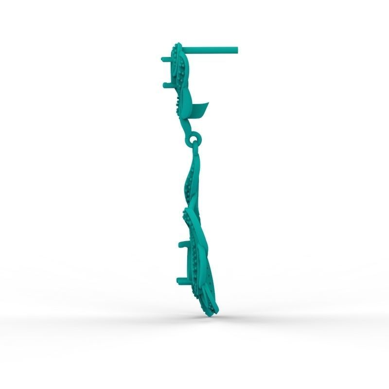 Women Earrings  with gems and diamonds 3dm stl 3D print model 3D print model_19