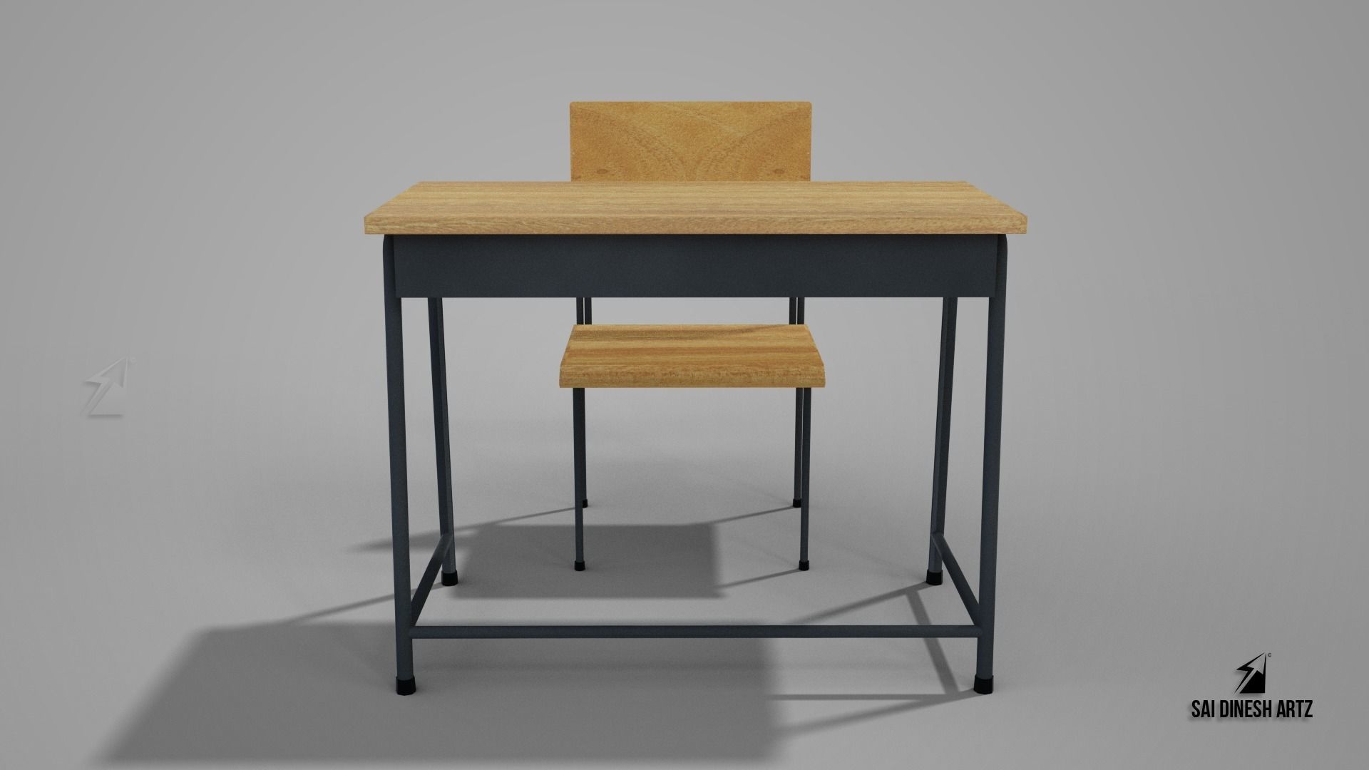 Table and Chair Low-poly 3D model_1