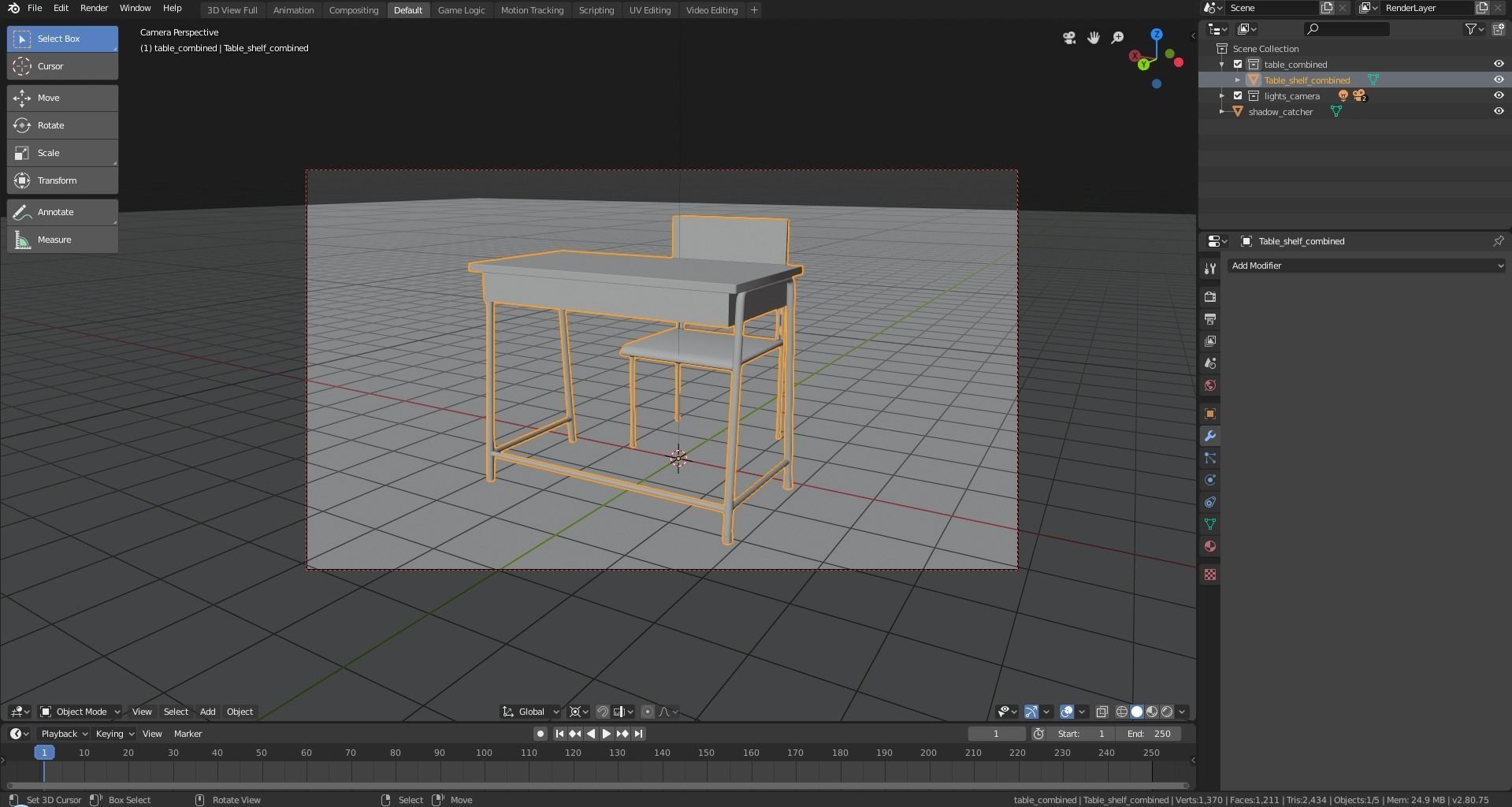 Table and Chair Low-poly 3D model_7