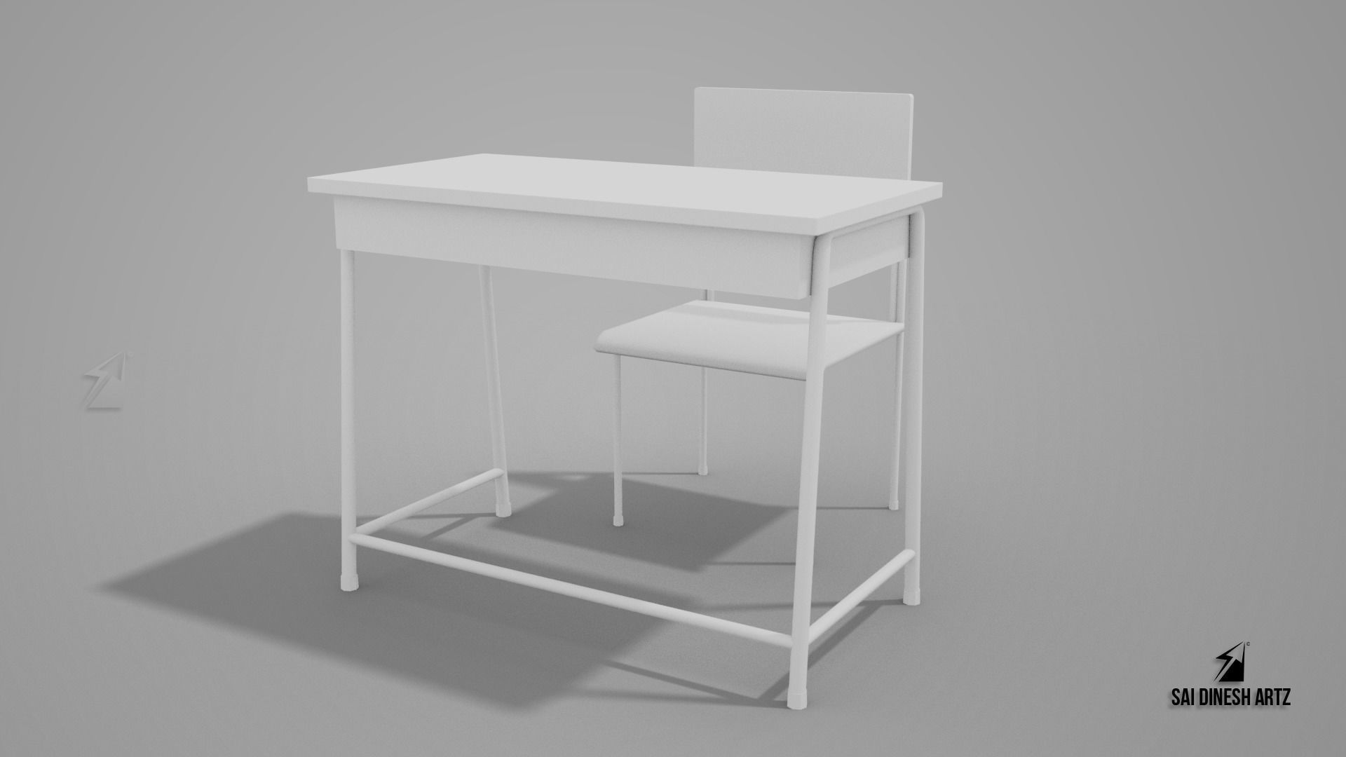 Table and Chair Low-poly 3D model_5