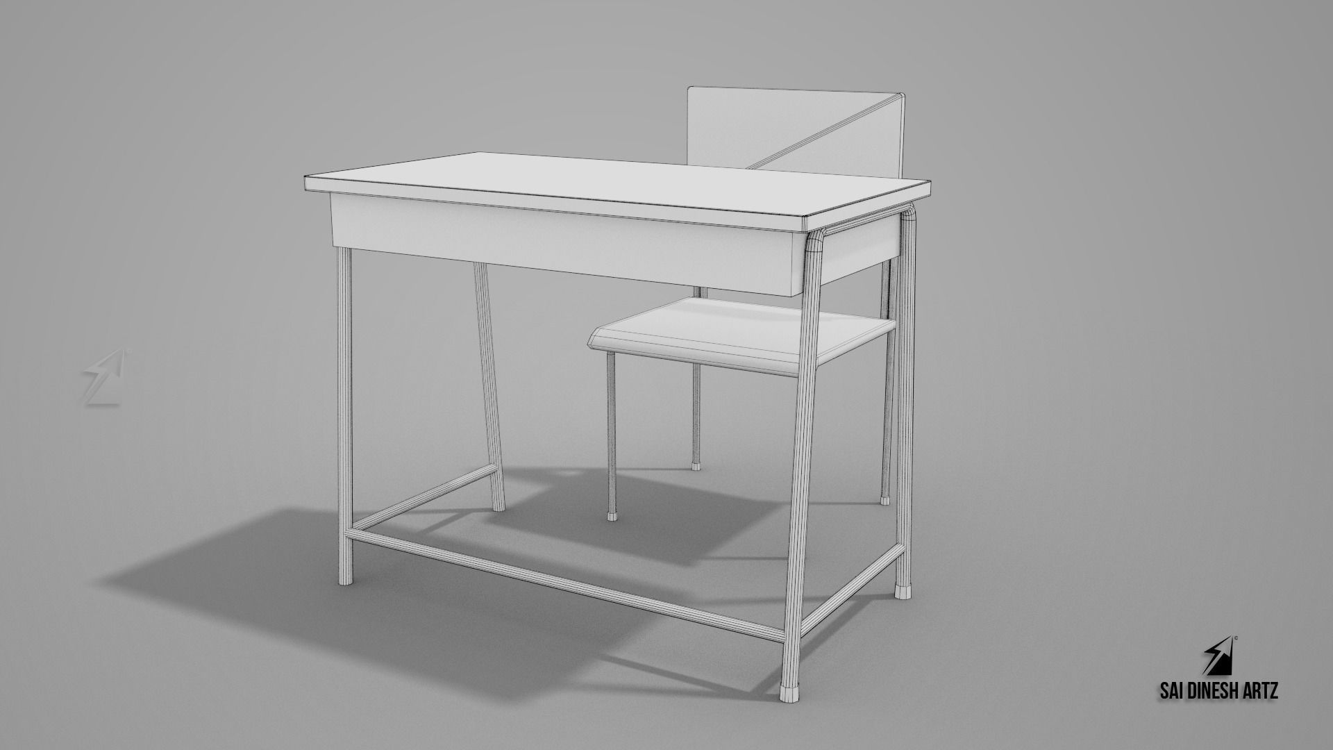 Table and Chair Low-poly 3D model_6