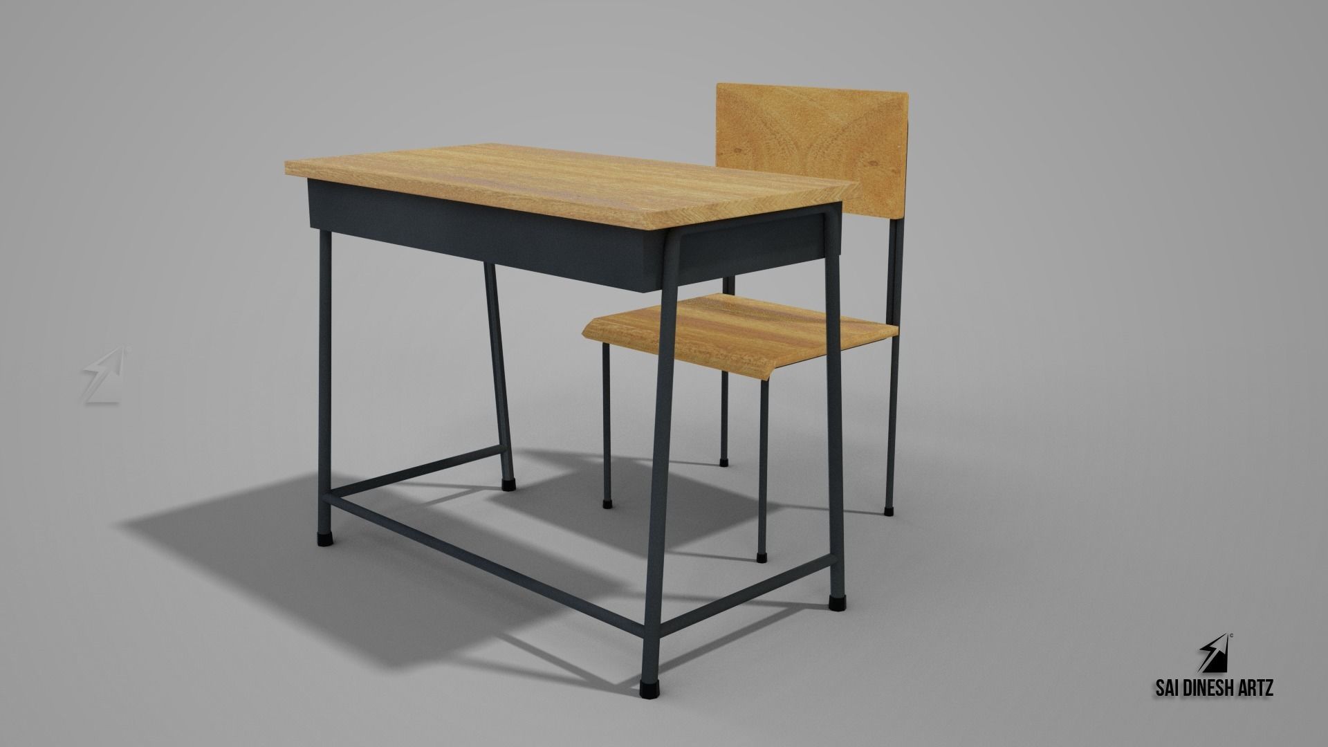Table and Chair Low-poly 3D model_2