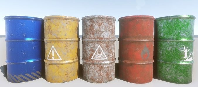 Barrel Pack x5 Low-poly 3D model
