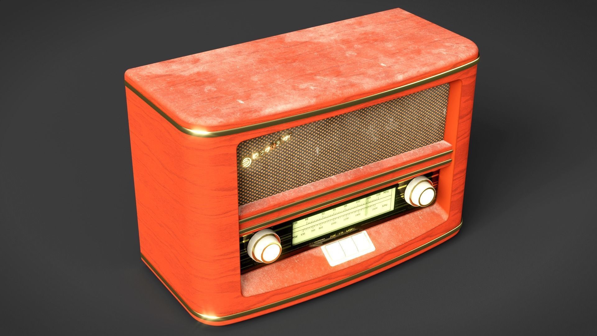 Roadstar retro radio 3D model_1