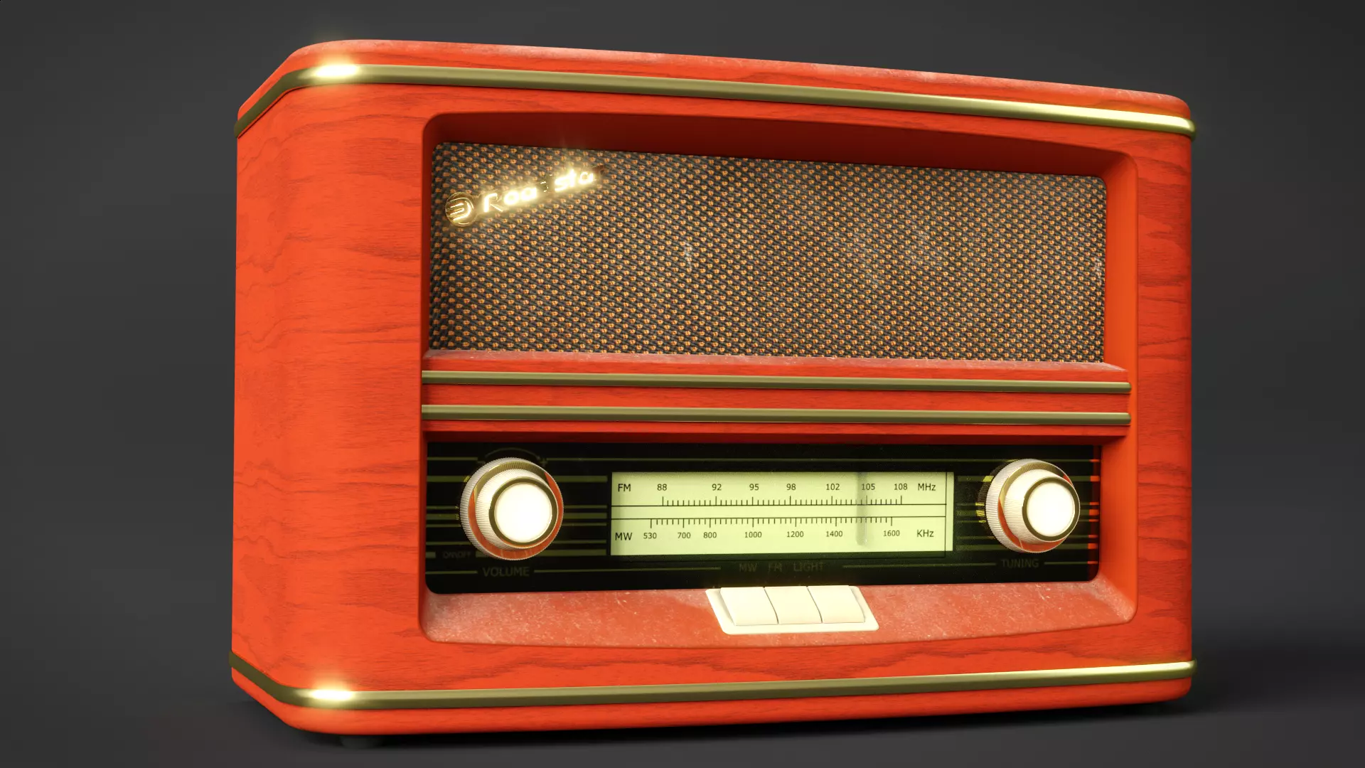 Roadstar retro radio 3D model_0