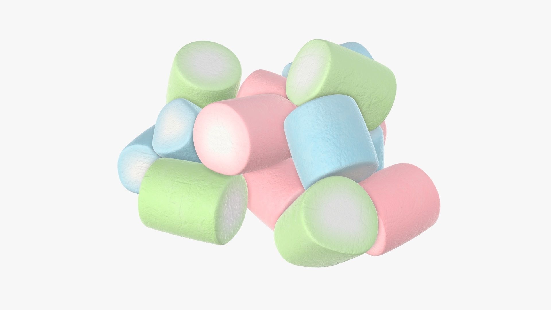 Marshmallows candy cylindrical shape 3D model_4