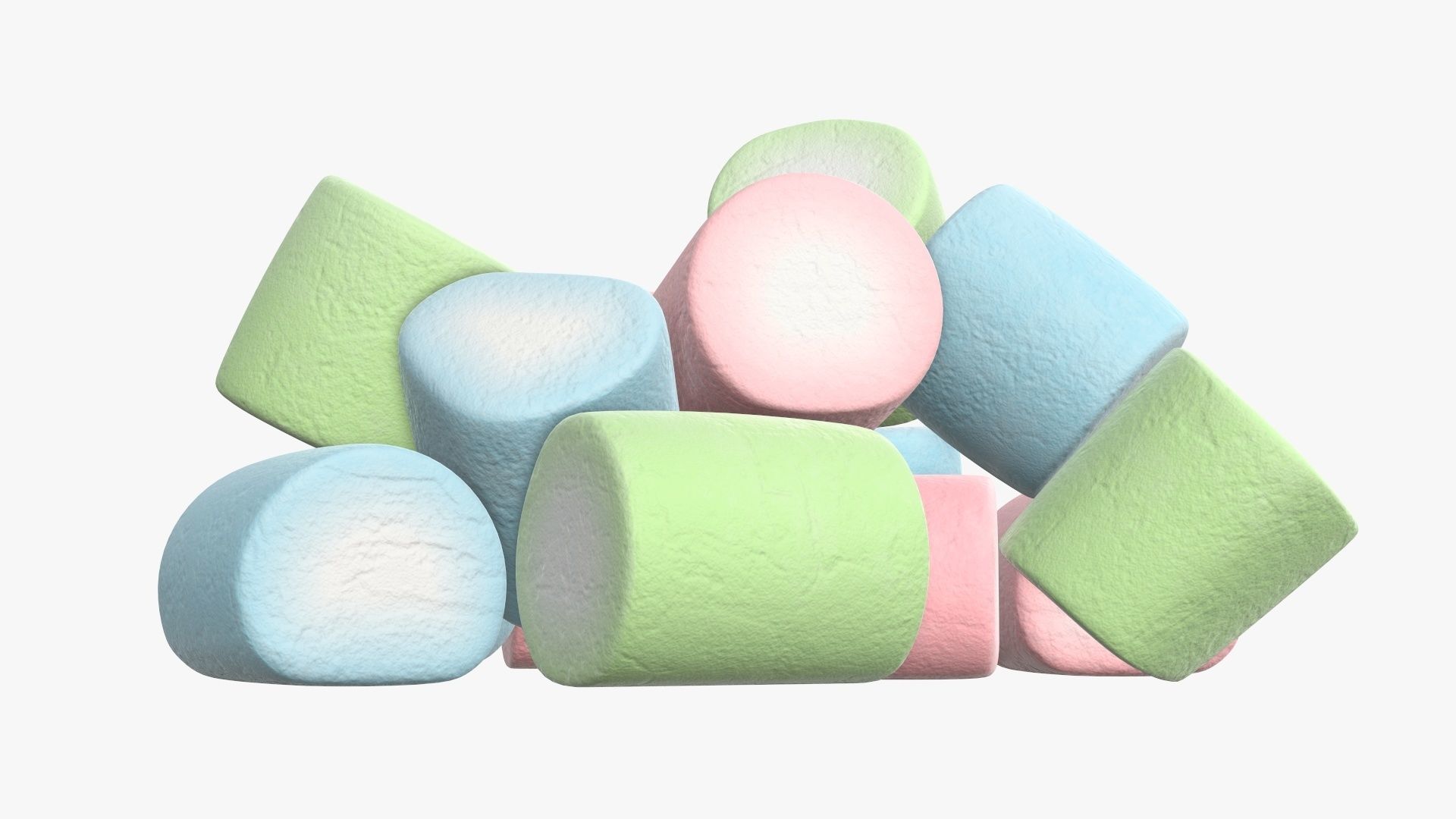 Marshmallows candy cylindrical shape 3D model_2
