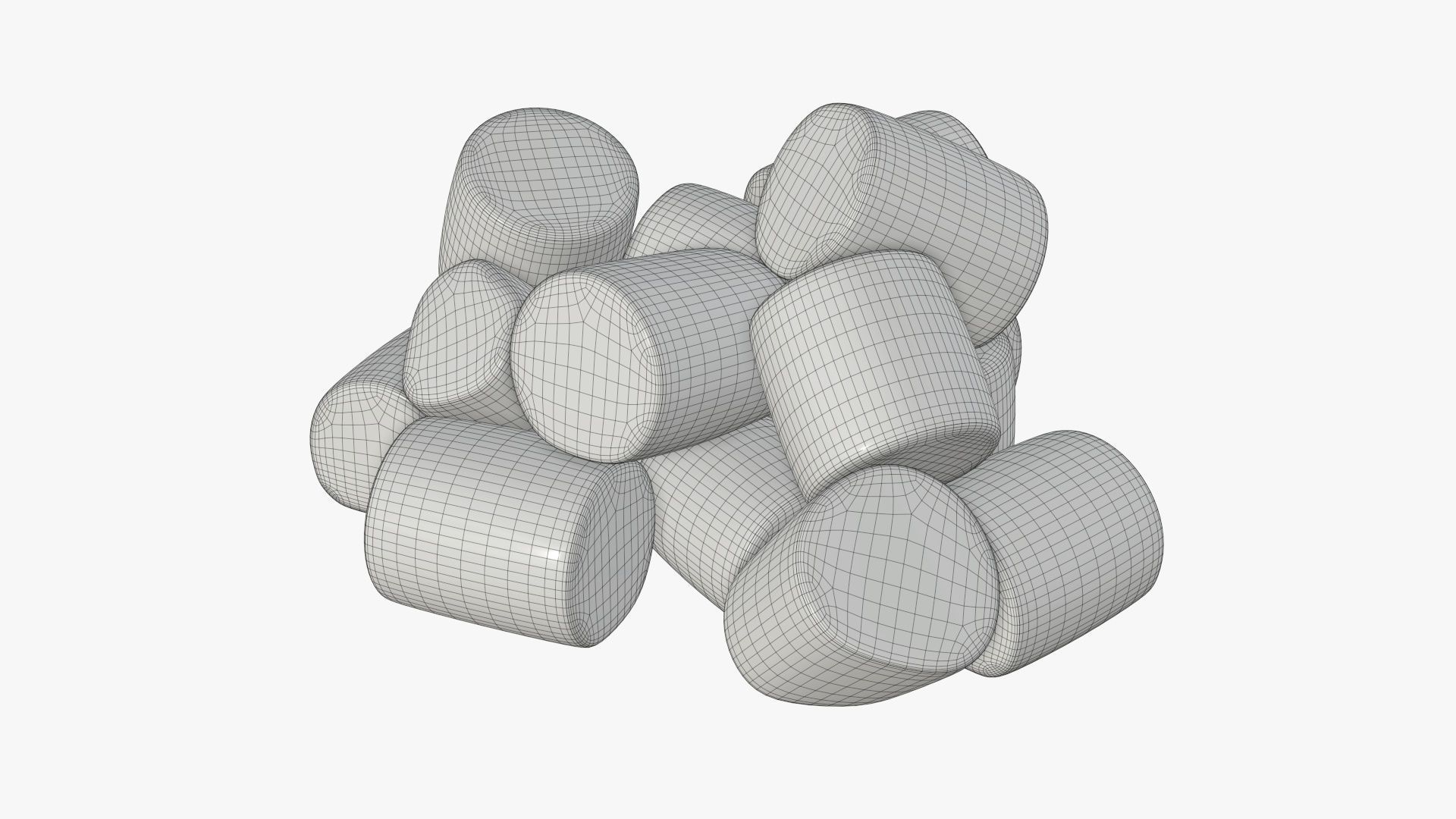 Marshmallows candy cylindrical shape 3D model_8