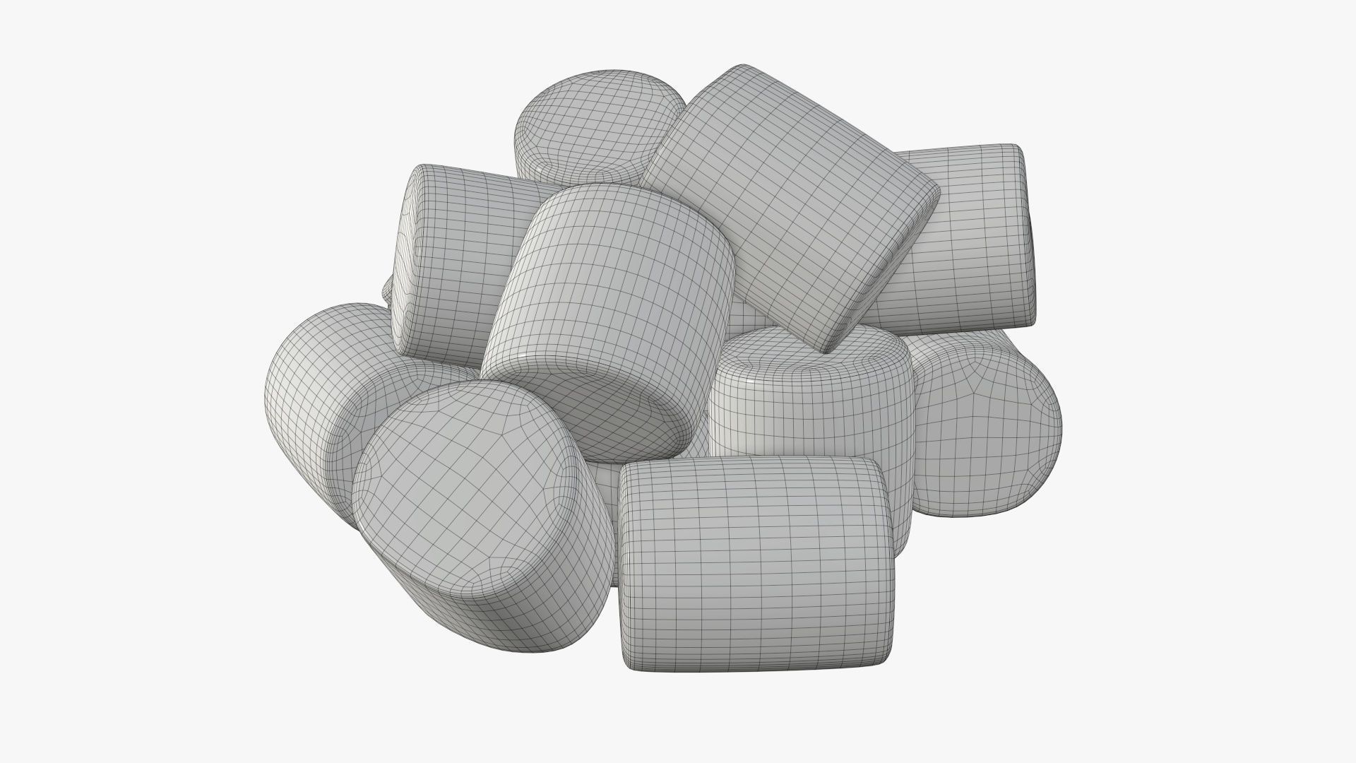 Marshmallows candy cylindrical shape 3D model_7