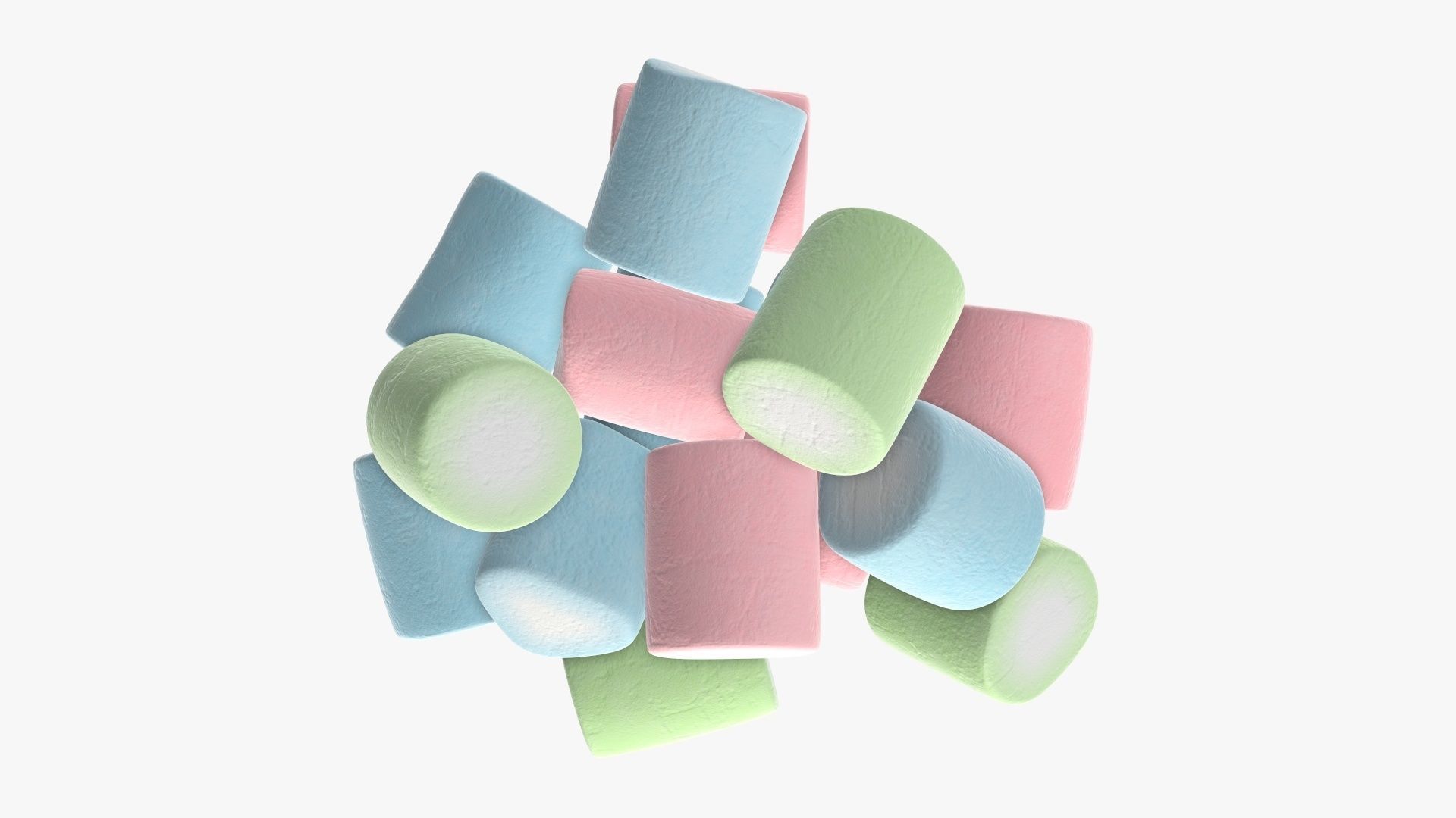 Marshmallows candy cylindrical shape 3D model_5